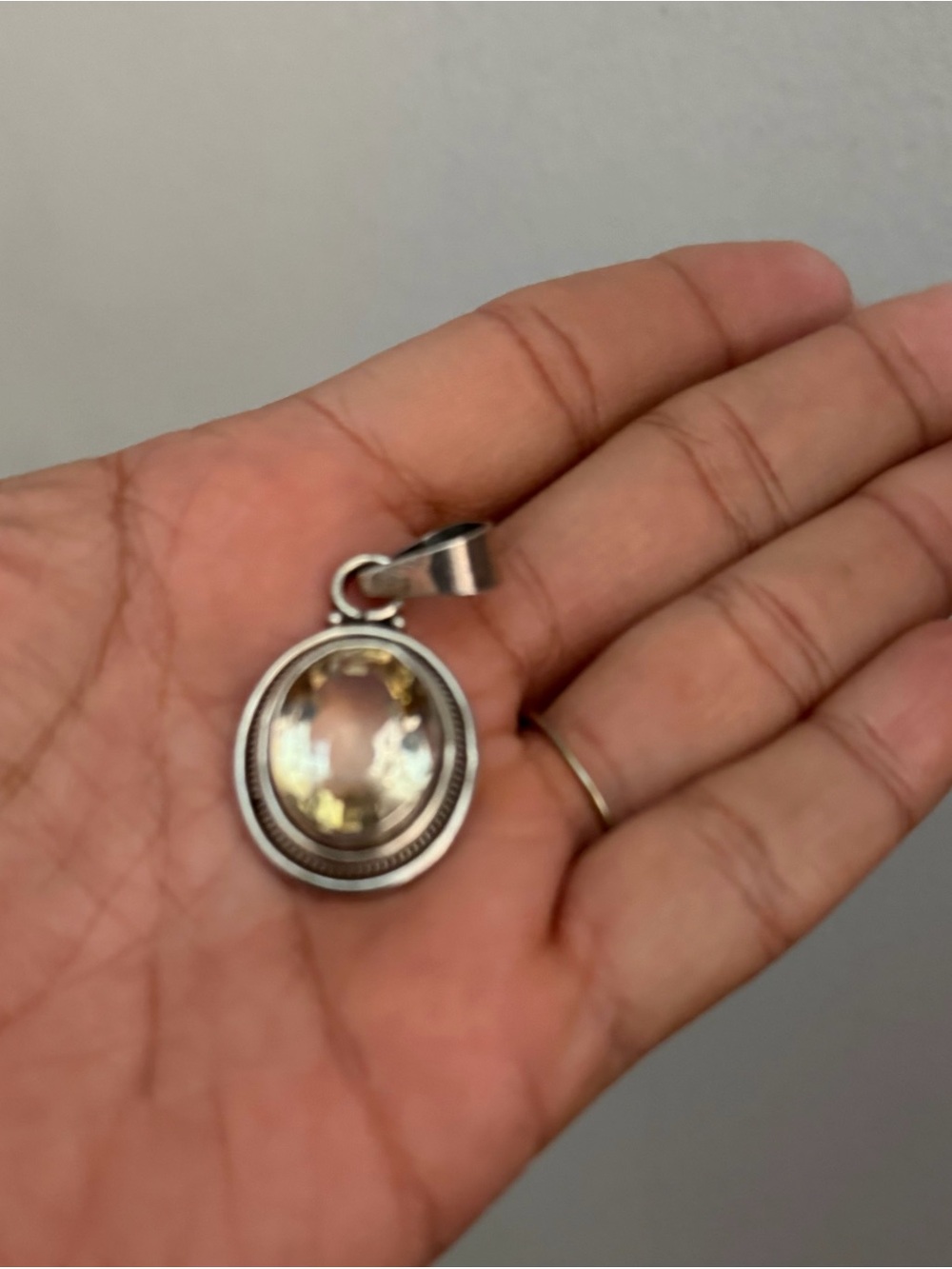 Silver-Tone Clear Crystal Oval Pendant Necklace